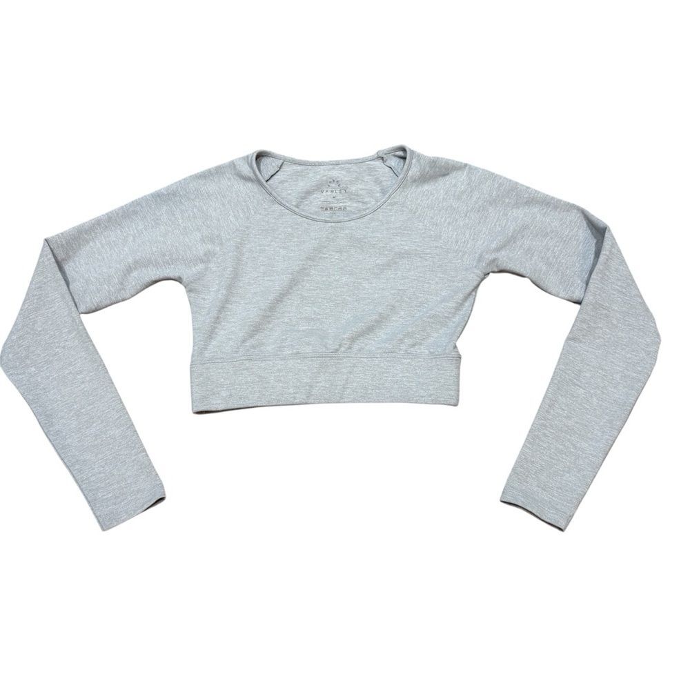 Varley Light Gray Grey Cropped Long Sleeve Workout Top Size M